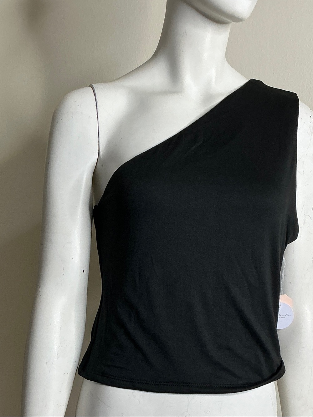 Sleek One-Shoulder Black Women's Dress Top